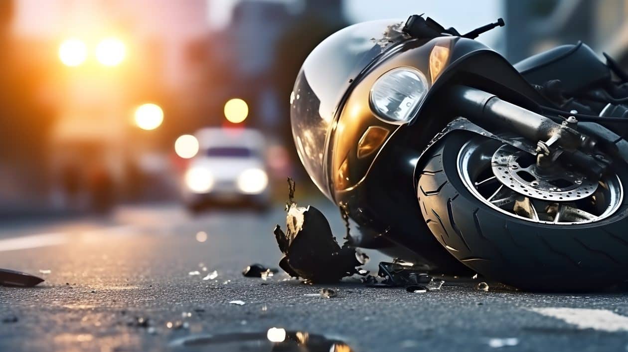 Accidente de motocicleta en la carretera