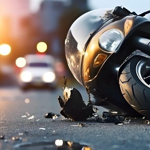 Accidente de motocicleta en la carretera